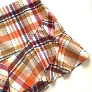 Trina Turk
Multicolor Conversation Ruffle Plaid Skirt